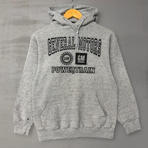 Vintage General Motors‎ Powertrain Hoodie 90s Grey UAW Graphic Small